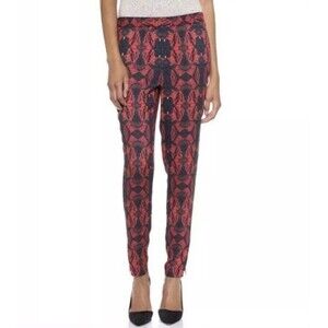 ALICE + OLIVIA Joggers Womens XS Red Black Butterfly Kaleidoscope Pants Boho Zip